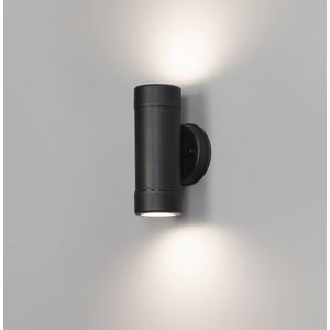 Otey – LED Wandlamp Zwart – Up & Down Light - GU10 - 4000K warm wit licht - Dimbaar - IP44 waterdicht - Voor binnen & buiten - Wandspot - Polycarbonaat