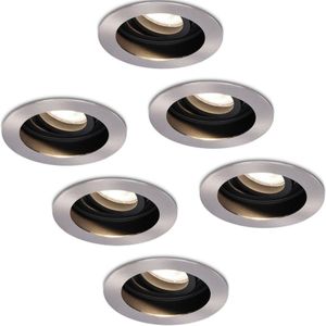 Set van 6 stuks Dimbare LED inbouwspot Mesa 5 Watt 4000K neutraal wit Kantelbaar