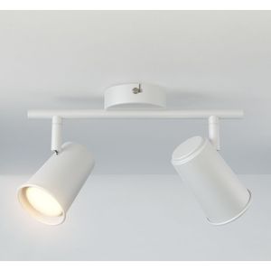 Riga LED Plafondlamp 2 spots Wit - Draaibaar en Dimbaar - 2 lichts Dubbel - GU10 fitting - Plafondspot woonkamer en gang - Opbouwspot verlichting