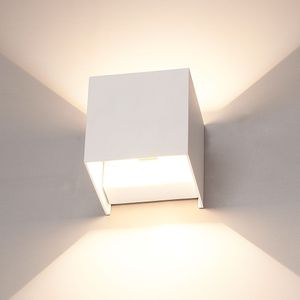 Kansas - Dimbare LED wandlamp kubus - 7 Watt - 3000K warm wit - Up & Down light - IP65 - Wit - Binnen en buiten