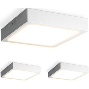 Set van 3 Carolina opbouwspots vierkant -  12 Watt 1160 Lumen - Wit - 2700K warm wit - LED downlight - IP20 stofdicht - 160mm