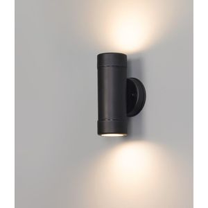 Otey – LED Wandlamp Zwart – Up & Down Light - GU10 excl. lichtbron - Dimbaar - IP44 waterdicht - Voor binnen & buiten - Wandspot - Polycarbonaat