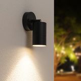 Lago kantelbare wandlamp - Dimbaar - IP44 - Incl. 4000K neutraal wit GU10 spotje - Spotlight voor binnen en buiten - Geschikt als wandspot en plafondspot - Zwart