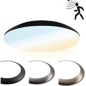 LED Bulkhead 30 cm - Plafondlamp met bewegingssensor - 18W 2100 Lumen - CCT Lichtkleur instelbaar - Dimbaar - IK10 - Zwart - IP65 Waterdicht