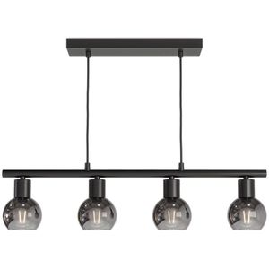 Glazura - LED Hanglamp Smoke Glas - 4 spots - E14 - Zwart - IP20 - Hanglamp Bollen