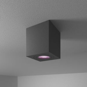 Gibbon Smart LED opbouw plafondspot - Vierkant - IP65 waterdicht - RGBWW Smart GU10 - WiFi & Bluetooth - Plafondlamp geschikt voor badkamer - Zwart
