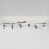 Riga LED Plafondlamp 6 spots RVS - Draaibaar en Dimbaar - 6 lichts - GU10 6000K daglicht wit - Plafondspot woonkamer en gang - Opbouw spots verlichting