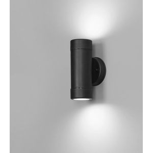 Otey – LED Wandlamp Zwart – Up & Down Light - GU10 - 6000K warm wit licht - Dimbaar - IP44 waterdicht - Voor binnen & buiten - Wandspot - Polycarbonaat