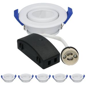 Set van 6 Peru LED inbouwspots - Kantelbaar armatuur - GU10 fitting - IP65 waterdicht - LED inbouwspot badkamer en buiten - Wit