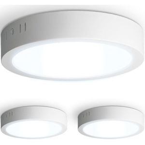 Set van 3 Indiana opbouwspots rond - 12 Watt 1160 Lumen - Wit - 6500K daglicht wit- LED downlight - IP20 stofdicht - 160mm