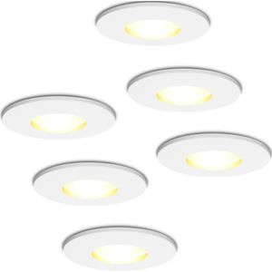 Set van 6 stuks dimbare LED inbouwspots Barcelona met 5 Watt 2700K spot IP44