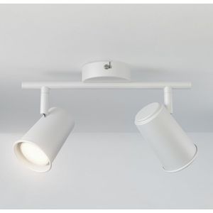 Riga LED Plafondlamp 2 spots Wit - Draaibaar en Dimbaar - 2 lichts Dubbel - GU10 4000K neutraal wit - Plafondspot woonkamer en gang - Opbouw spots verlichting