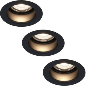 3x Mari LED inbouwspot verzonken - 5 Watt - Neutraal wit 4000K - Verwisselbare GU10 - Dimbaar - voor binnen en buiten - Zwart