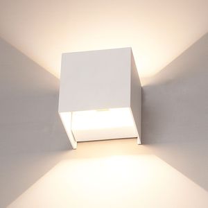 Kansas - LED wandlamp kubus - 7 Watt - 3000K warm wit - Up & Down light - IP65 - Wit - Binnen en buiten