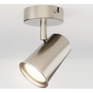 Riga LED Plafondspot RVS - Draaibaar en Dimbaar - GU10 plafondlamp 4000K neutraal wit - 5W 400 Lumen - Opbouw spot voor woonkamer