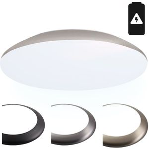 LED Bulkhead 38 cm - Plafondlamp met noodaccu - 25W 2600 Lumen - 6500K Daglicht wit - IK10 - Chroom - IP65 Waterdicht