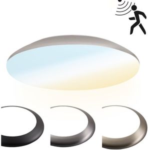 LED Bulkhead 30 cm - Plafondlamp met bewegingssensor - 18W 2100 Lumen - CCT Lichtkleur instelbaar - Dimbaar - IK10 - Chroom - IP65 Waterdicht