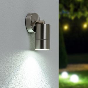 Lago kantelbare wandlamp - Dimbaar - IP44 - Incl. 6000K Daglicht wit GU10 spotje - Spotlight voor binnen en buiten - Geschikt als wandspot en plafondspot - RVS