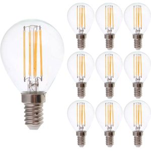 10x LED Filament lamp E14 fitting 6 Watt 800lm P45 extra warm wit 2700K