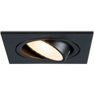 Dimbare LED inbouwspot Mallorca zwart vierkant - Kantelbaar - 5 Watt - IP20 - 2700K Warm wit - GU10 armatuur - spotjes plafond