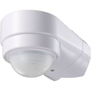 PIR bewegingssensor met schemerschakelaar 240° bereik 10 meter Maximaal 600 Watt opbouw kleur wit IP65