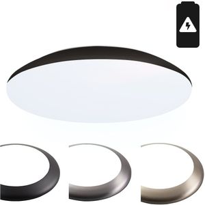 LED Bulkhead 30 cm - Plafondlamp met noodaccu - 12W 1300 Lumen - 6500K Daglicht wit - IK10 - Zwart - IP65 Waterdicht