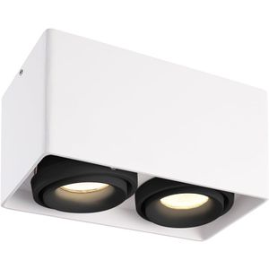 Dimbare LED opbouw plafondspot Esto Wit/Zwart 2 lichts kantelbaar 5W 2700K
