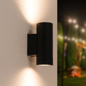 Cali dimbare LED wandlamp - 2700K warm wit - 10 watt - GU10 - Up & Down light - IP65 - Dubbelzijdig - Zwart