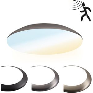 LED Plafondlamp/Plafonniere met Sensor 12W Lichtkleur Instelbaar - 1300lm - IK10 - 25 cm - Zwart