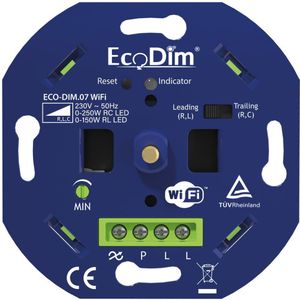 Smart LED WiFi dimmer - 0-250 Watt - Druk-/Draaiknop - Fase afsnijding en aansnijding - Tuya based - ECO-DIM.07