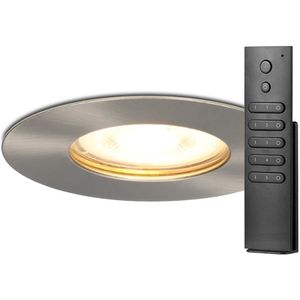 Set van 10 dimbare LED inbouwspots Bari RVS GU10 5 Watt 2700K IP65 waterdicht incl. afstandsbediening