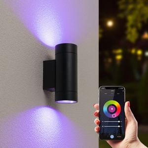 Cali smart LED wandlamp - WiFi & Bluetooth - RGBWW - GU10 - 10 watt - Up & Down light - Voor binnen en buiten - Dubbelzijdig - Google home & Amazon Alexa - Zwart