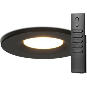 Set van 18 stuks dimbare LED inbouwspots zwart Venezia 6 Watt 2700K IP65 incl. afstandsbediening