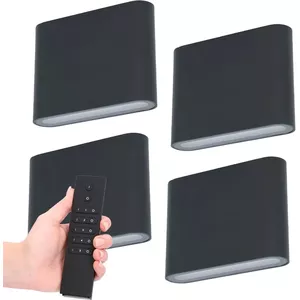 Moderne LED-wandlampen op batterijen, draadloze USB-C oplaadbare wandlampen voor binnen met afstandsbediening, lange strip lineaire wandlamp (zwart, 100 cm