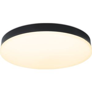 Lumi - Badkamer Plafondlamp - 18W 1500 lumen - Zwart Ø30 cm - IP54 waterdicht - 2700K Warm wit - Diffuus melkglas effect - LED Plafonniere