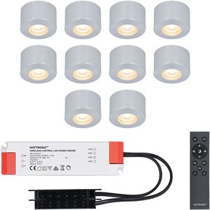 Complete set 10x3W dimbare LED in/opbouwspots Navarra IP44