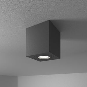 Gibbon LED opbouw plafondspot - Vierkant - IP65 waterdicht - 6000K Daglicht wit lichtkleur GU10 - Plafondlamp geschikt voor badkamer - Zwart