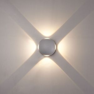 Austin LED wandlamp - 3000K warm wit - Rondom verlicht - Vierzijdig oplichtend - 4 watt - Up & down - Rond - Globe - Voor buiten en binnen - Grijs