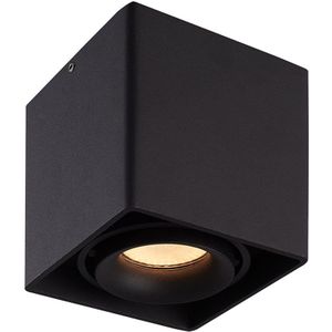 Dimbare LED opbouw plafondspot Esto Zwart incl. GU10 spot 5W 2700K IP20 kantelbaar