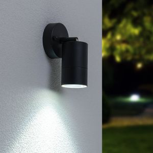Lago kantelbare wandlamp - Dimbaar - IP44 - Incl. 6000K Daglicht wit GU10 spotje - Spotlight voor binnen en buiten - Geschikt als wandspot en plafondspot - Zwart