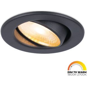 Malta LED inbouwspot badkamer zwart - IP44 waterdicht - 5 Watt 480 lumen - 1800-2700K dim to warm - dimbaar - 5 jaar garantie