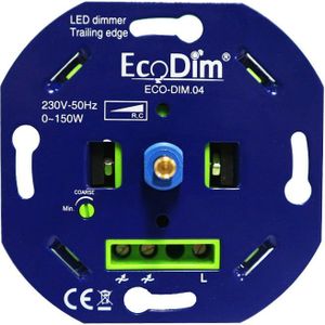 LED dimmer - 0-150 Watt - Druk-/Draaiknop - Fase afsnijding - Inbouw - ECO-DIM.04