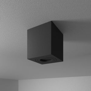 Gibbon LED opbouw plafondspot - Vierkant - IP65 waterdicht - GU10 fitting - Plafondlamp geschikt voor badkamer - Zwart