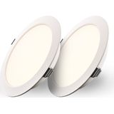 Set van 2 Georgia LED platte Inbouwspots wit - inbouwdiepte 27mm - 12W 1160lm - Rond - 2700K warm Wit - Ø170 mm - IP20 voor binnen