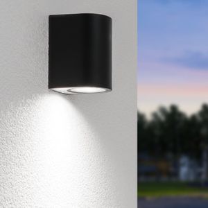 Alvin dimbare LED wandlamp - 6000K daglicht wit - GU10 - 5 Watt - Wandspot - IP65 voor binnen en buiten - Zwart