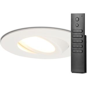 Set van 10 stuks LED inbouwspots Napels IP65 8 Watt 2700K dimbaar 360° kantelbaar wit incl. afstandsbediening