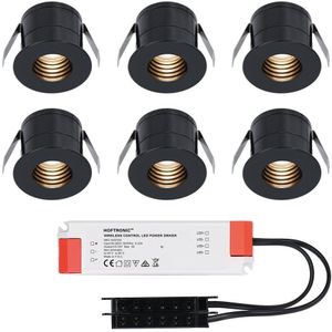 6x Betty zwarte LED Inbouwspots complete set - Niet dimbaar - 12V - 3 Watt - Veranda verlichting - voor binnen en buiten - 2700K warm wit