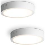 Set van 2 Indiana opbouwspots rond - 12 Watt 1160 Lumen - Wit - 2700K warm wit- LED downlight - IP20 stofdicht - 160mm