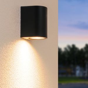 Alvin dimbare LED wandlamp - 2700K warm wit - GU10 - 5 Watt - Wandspot - Zwart - IP65 voor binnen en buiten