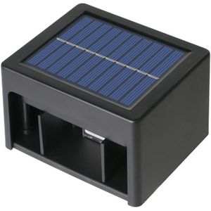 Louis - Solar LED Wandlamp - Kubus -  Up&Downlight - CCT warm wit-koud wit -  Black - IP65 waterdicht - 4 LEDs - tuinverlichting - buitenlamp